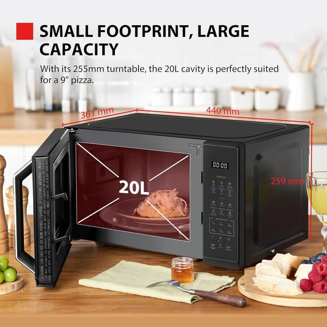 Detalle 2 de Toshiba Black Mirror MW3-EM20PF(MB) 20L 800W digital solo microwave