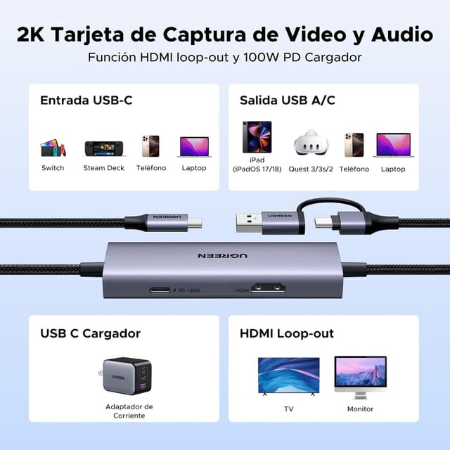 Thumbnail 1 de UGREEN Tarjeta de Adquisición USB-C 4K 30Hz