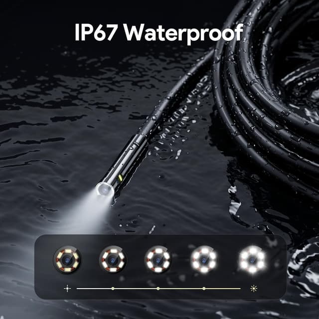 Detalle de DEPSTECH DS320 Dual Lens Endoscope Inspection Camera with 4.3” IPS Screen (IP67, 5m cable)