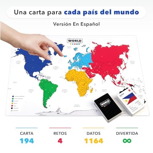 Detalle de The World Game Juego de Cartas de Geografía (en español): países, banderas y capitales