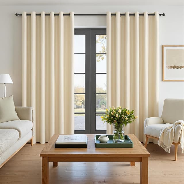 Detalle de Rideau occultant thermique MRTREES 200 x 240 cm beige opaque avec œillets