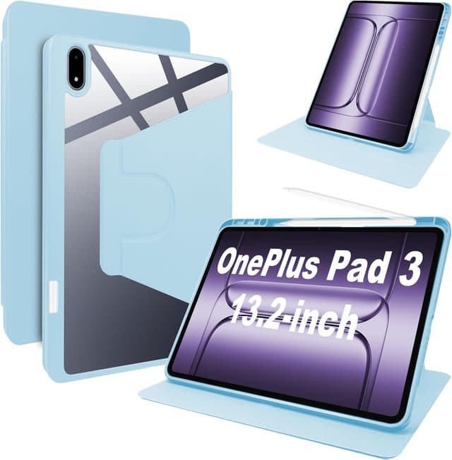 Detalle de Lemxiee PU-Leder Case für OnePlus Pad 3 mit Stiftschlitz, Drehständer & kratzfester Hülle