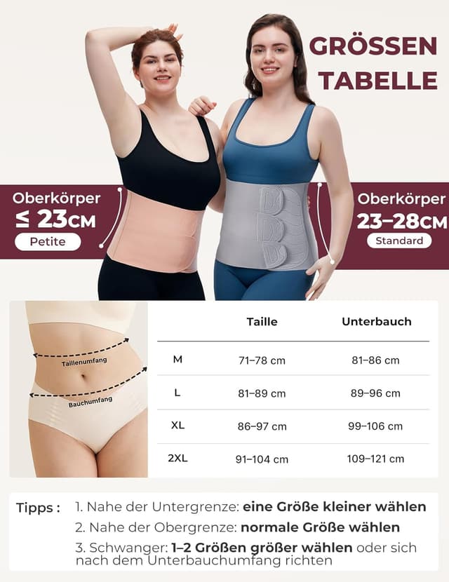 Detalle de Momcozy Ergowrap Bauchgurt nach Geburt (Kaiserschnitt-Rückbildung) – 3D-Kompression & Rückenstütze, nahtlos, Standard M