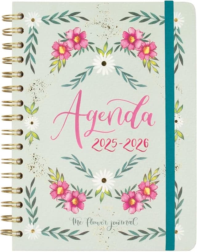 Detalle de Finocam Agenda The Flower Journal Curso 2025–2026 12 meses Verde