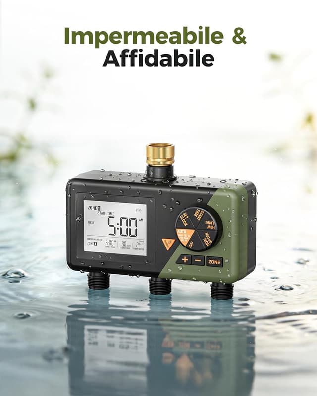 Thumbnail 6 de Diivoo Ottone Centralina Irrigazione 3 Vie con timer e display LCD