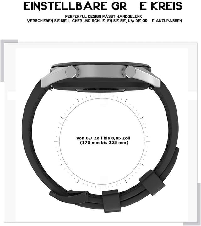 Thumbnail 6 de 22-mm Silikon-Uhrenarmband (kompatibel u. a. mit Huawei Watch GT 46 mm & Samsung Galaxy Watch 46 mm) – Sportband für schnelles Wechseln