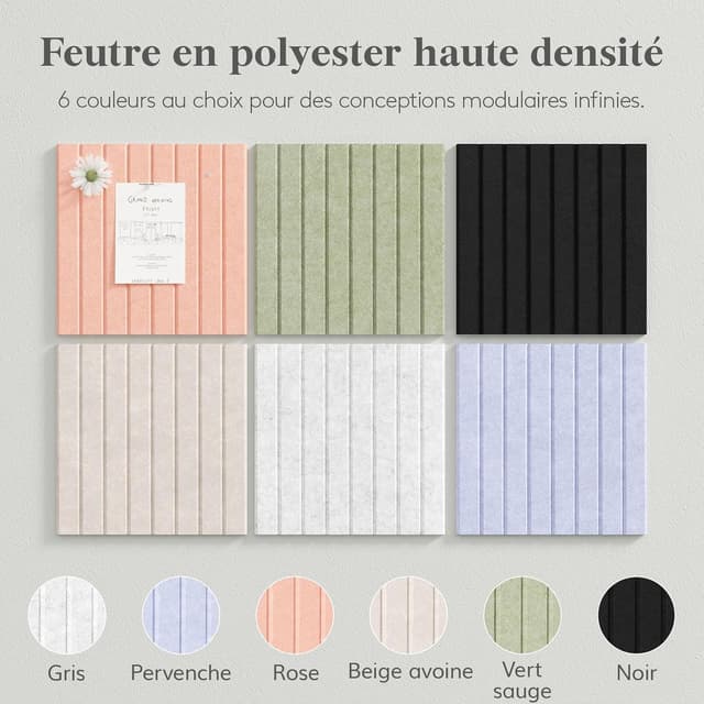 Detalle 2 de Lifewit tableau en feutre adhésif décoratif violet pervenche, lot de 12 panneaux 120 x 90 cm (avec punaises)