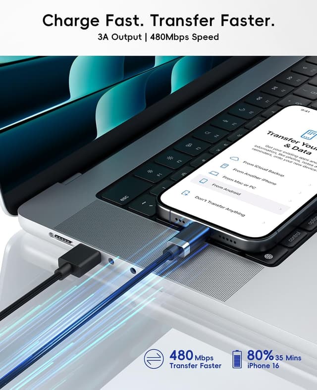 Detalle de Magtame 2-Pack StayCable Magnetic USB-A to USB-C Charging Cable (1.5m) – Anti-drop braided 3A fast charging