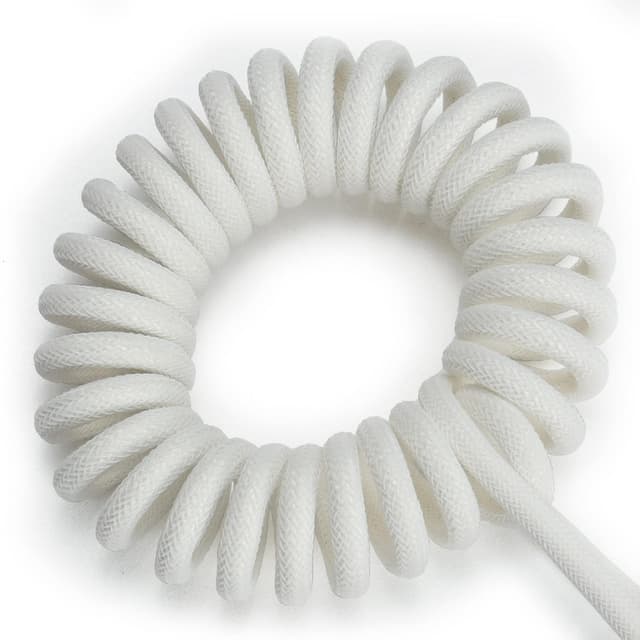 Detalle 2 de ZDawnn Braided Coiled Type-C to USB-A Keyboard Cable (1.5m) with Detachable Aviator Connector, White