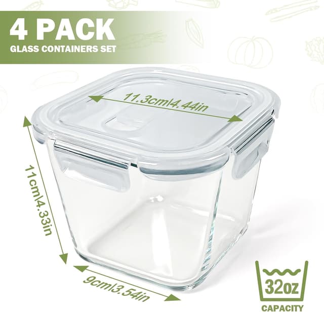 Thumbnail 1 de 32 oz Glass Soup Containers 4 Pack