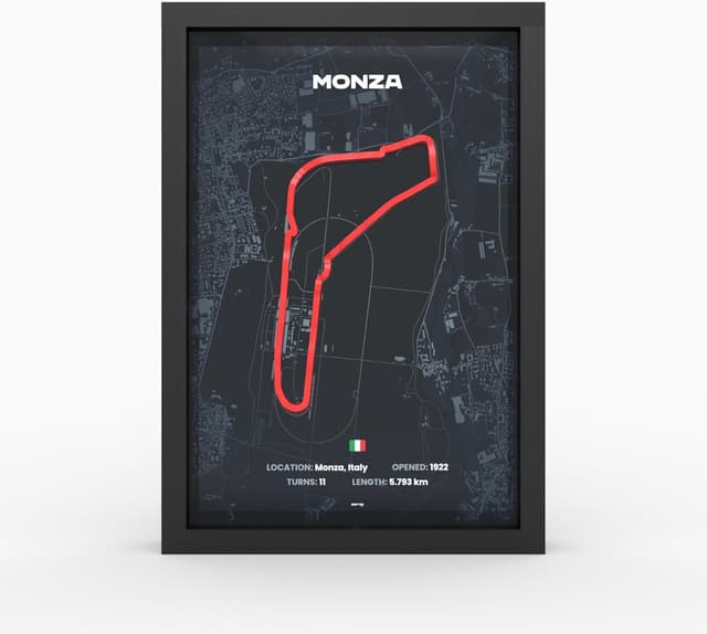 Detalle de Monza 3D Motorsport A4 Poster im Holzrahmen – 3D-Druck mit 2000 dpi und Glasfront
