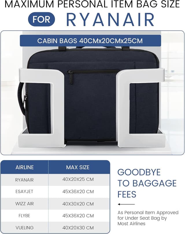 Detalle de LOVEVOOK Handgepäck Rucksack 40x30x20 cm – 14‑Zoll Laptopfach & Ryanair-kompatible Maße (dunkelblau)