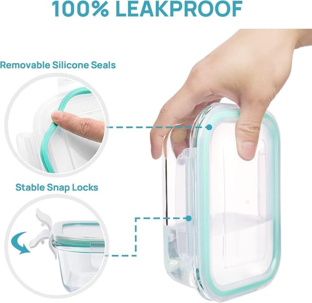 Detalle de Vtopmart 8-Pack Glass Food Storage Containers