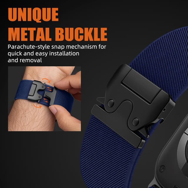 Detalle de Yoohoo cinturino in nylon regolabile per Apple Watch 44/45/46/42/49 mm (Ultra e Series, anche Uomo/Donna)