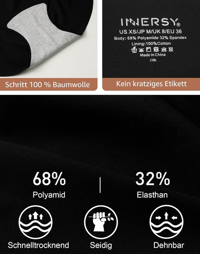 Detalle de INNERSY Damen Nahtlose Slips aus Polyamid (3er-Pack) – unsichtbare Unterwäsche für Jeans, Leggings & Kleider