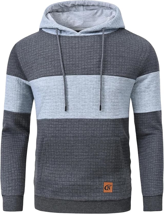 Thumbnail 6 de YuKaiChen Herren Patchwork Hoodie Pullover mit Kapuze und Taschen