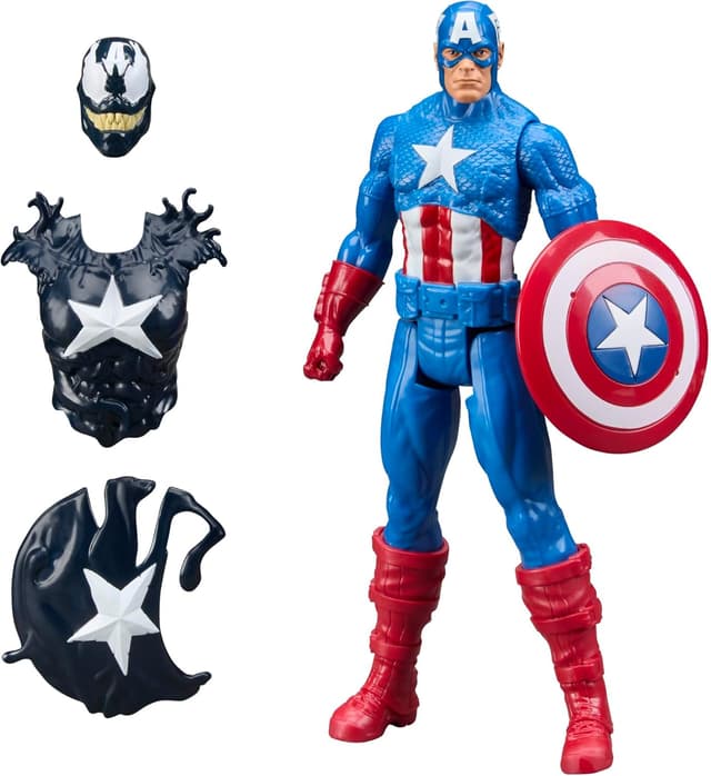Detalle de Hasbro Marvel Avengers VenomVersus Titan Hero Series: action figure Captain America e Hulk “venomizzati”