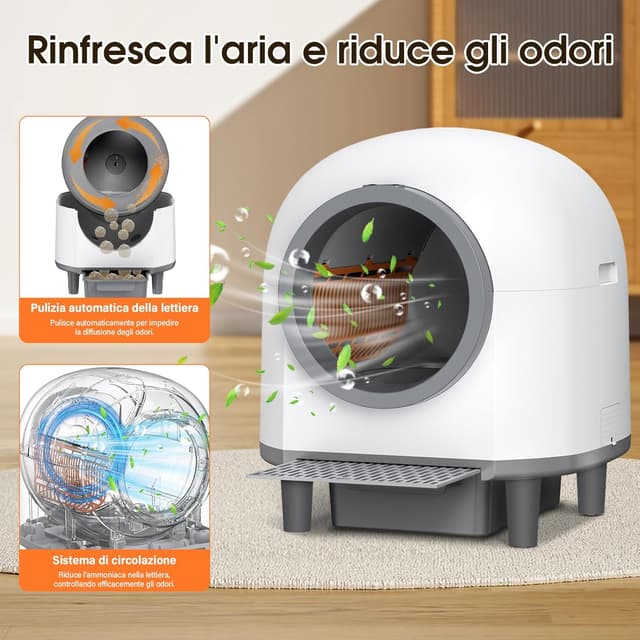 Thumbnail 6 de RWSRW Lettiera Gatto Autopulente da 80L con app, antiodore e sicurezza