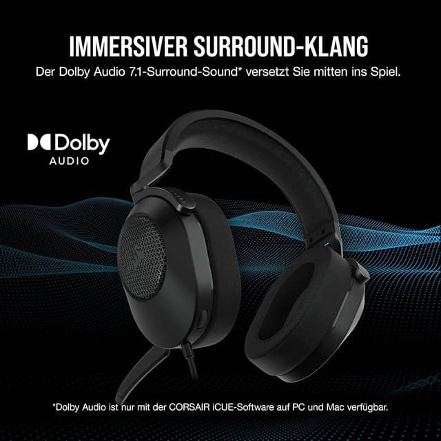 Detalle de Corsair HS65 Surround Gaming-Headset Karbon Schwarz