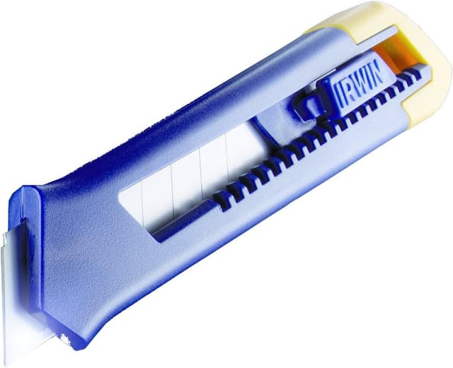 Detalle de Irwin 10506544 : cutter à lame sécable de 18 mm avec glissière autobloquante