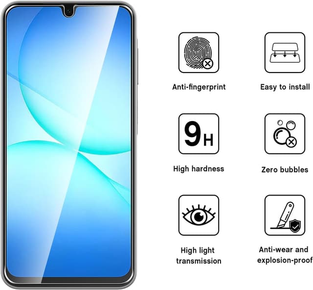 Detalle de WFTE 2 pellicole in vetro temperato per Samsung Galaxy A17 5G (9H) anti-graffio e anti-impronte