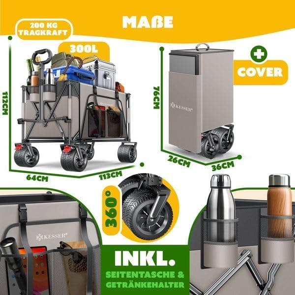 Thumbnail 7 de KESSER® Carro de mano GTR9000 🚚, 200 kg, plegable, resistente, con funda