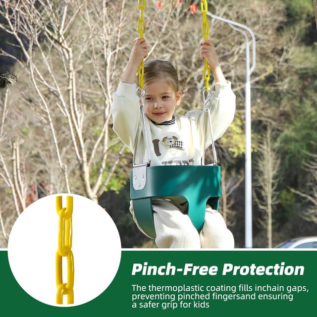 Detalle 2 de High Back Full Bucket Toddler Swing Seat with Yellow Coated Chains (Fully Assembled) — Outdoor Baby Swing Set Accessory