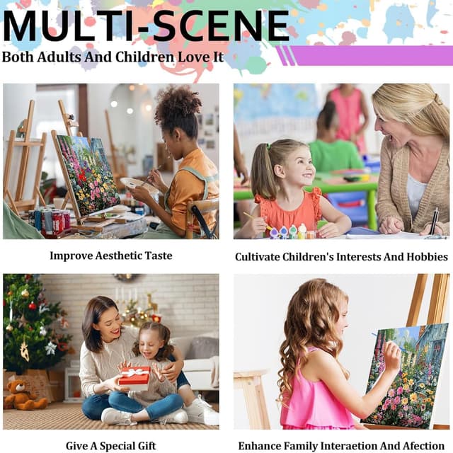 Detalle 2 de GOUGOUFAFA Flowers Paint by Numbers Kit (16 x 20 inch) for Adults