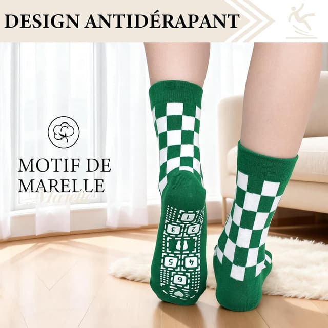 Detalle de ZAKASA chaussettes antidérapantes femme sport (coton respirant) — lot de 5 paires