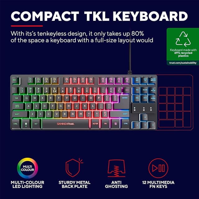 Thumbnail 4 de Trust GXT 1794 Teclado gaming TKL 80 h autonomía