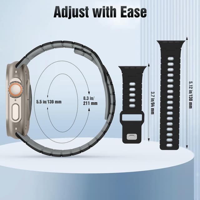 Detalle de TiMOVO Sport silicone strap for Apple Watch (49mm–42mm) in Black & Gray