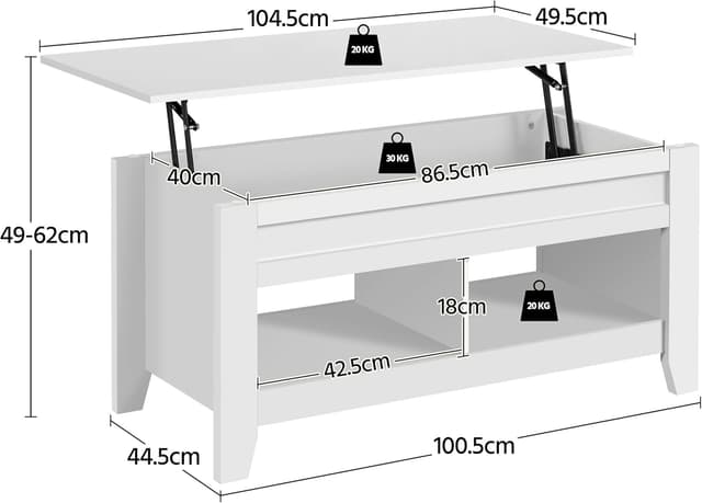 Detalle de Yaheetech Mesa Centro Elevable de Madera