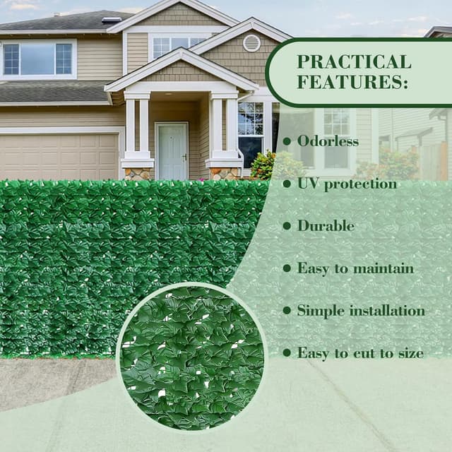 Thumbnail 6 de Künstlicher Efeu Sichtschutzzaun 1 m x 3 m, erweiterbar – UV-geschützt, 2 Stück für Garten & Balkon