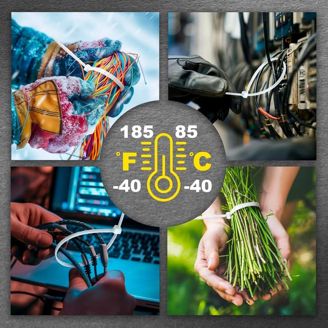 Detalle de Nylon-Kabelbinder 3,6×150 mm (100 Stück) – weiß, selbstverriegelnd, bis 18 kg Zugfestigkeit