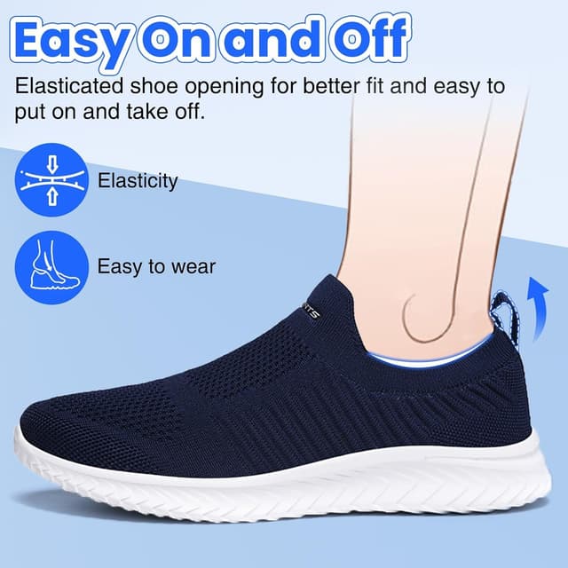 Detalle de Chaussures de sport slip-on respirantes unisex Basket Femme Homme — légères pour running, fitness et marche