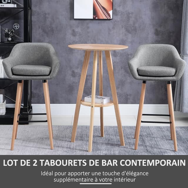 Thumbnail 3 de HOMCOM Tabourets de Bar Design scandinave 2 pcs