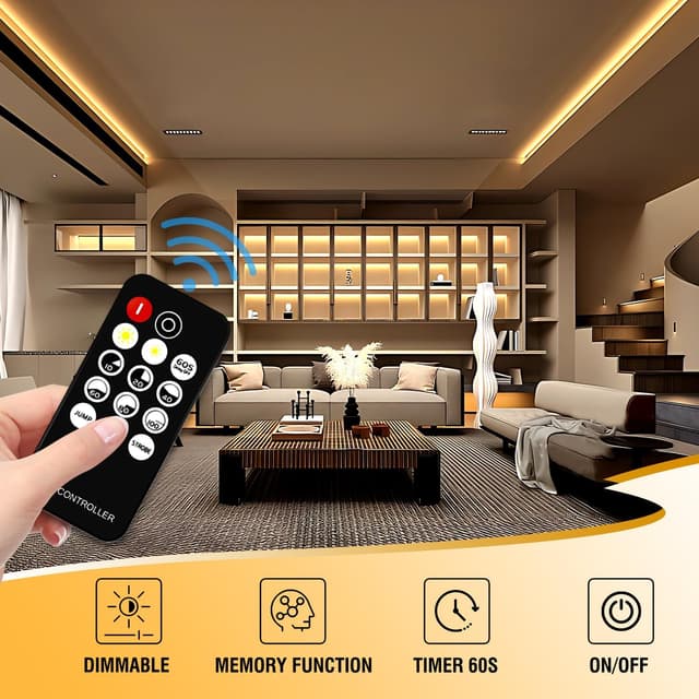 Detalle 2 de luktix COB LED Strip 5m (3000K) 24V dimmable with RF remote control + UKCA power supply