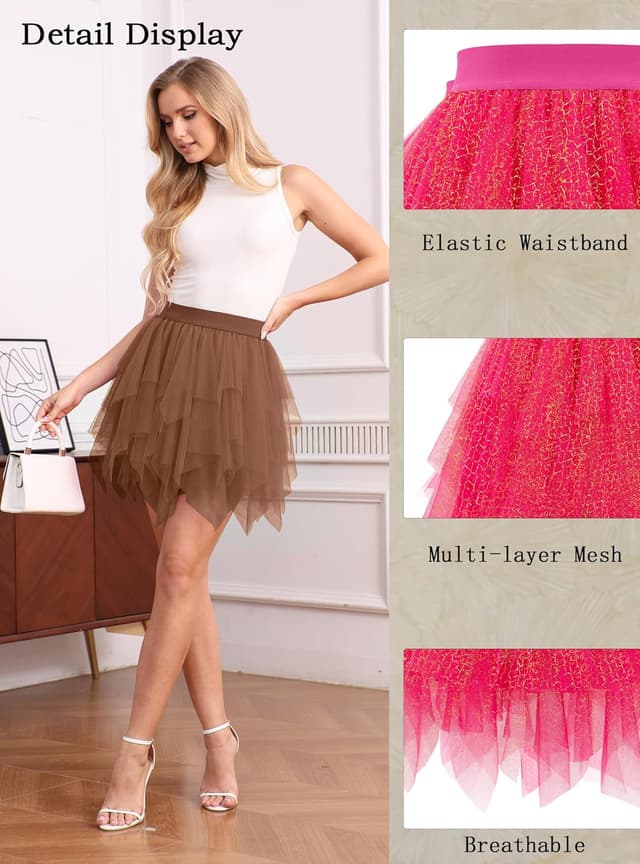 Thumbnail 4 de Girstunm Mini Tüllrock Damen Hoch Taille 1️⃣ 🎀📸