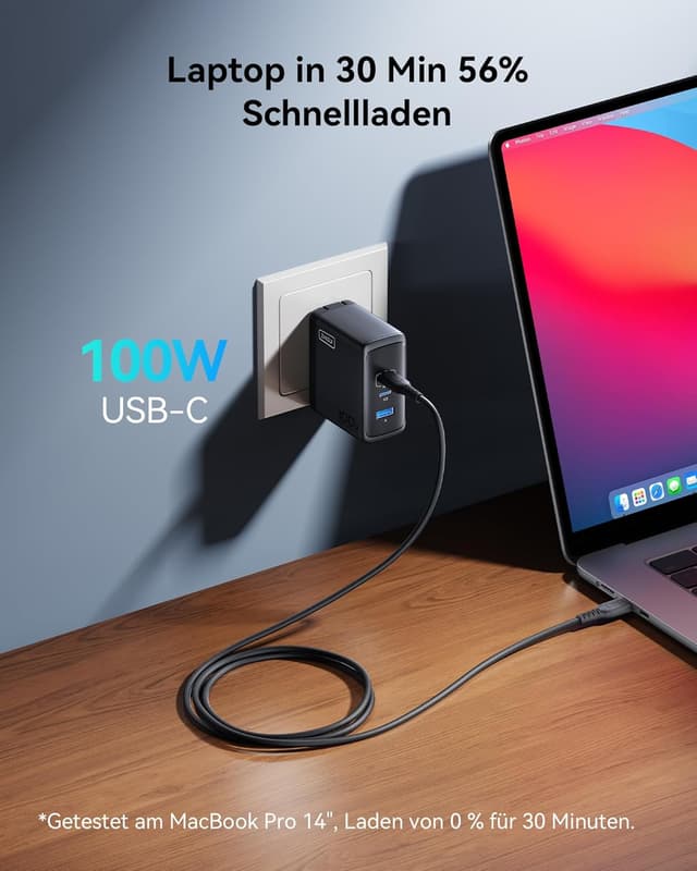 Detalle 2 de INIU 100W 3‑Port USB‑C Ladegerät für Laptop und Handy