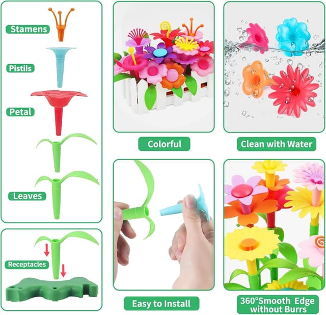 Detalle 2 de CENOVE Flower Garden Building Toy for Ages 3+ 🧩