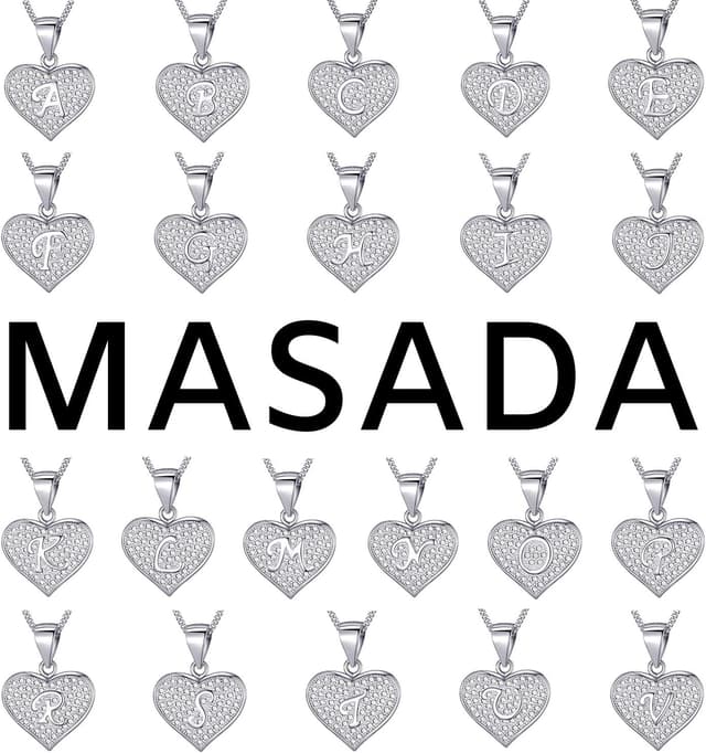 Thumbnail 6 de MASADA collana in argento 925 con iniziale e zirconi, cuore/lettera con catenina da 46 cm