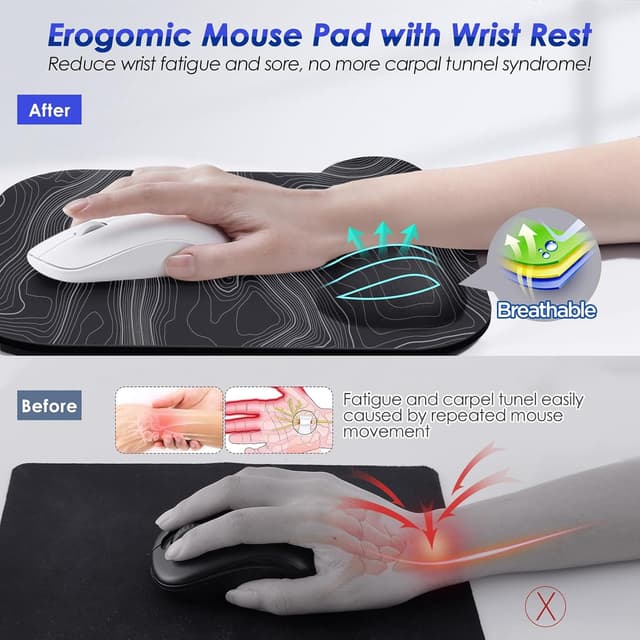 Detalle de Gimars Alfombrilla ratón ergonómica con reposamuñecas 🖱