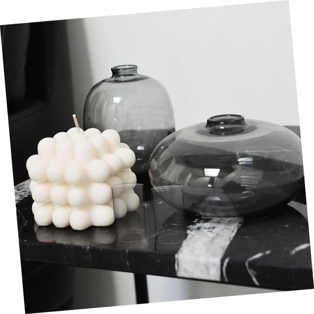 Detalle de HOMSFOU 2er-Set zylindrische Glas-Kerzenhauben mit Windschutz für Stumpenkerzen (15×7 cm), transparent