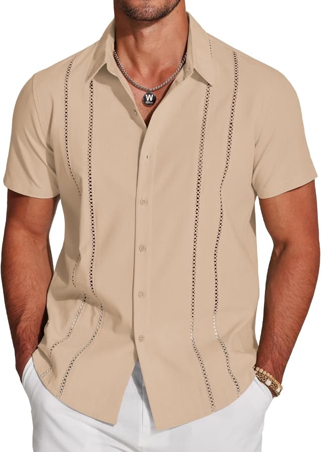 Thumbnail 6 de COOFANDY Men's Cuban Guayabera Linen Shirt 🌴