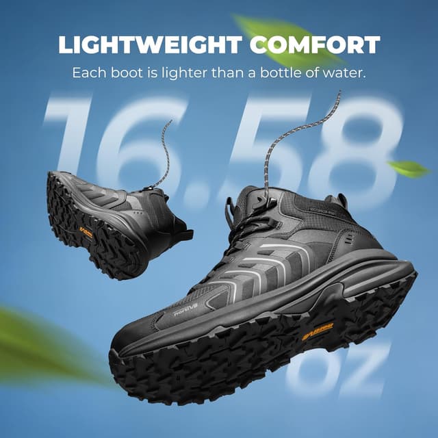 Detalle de NORTIV 8 Men’s Waterproof PRO Hiking Boots (Armadillo FieldLite) — Lightweight, grippy outdoor trekking shoes