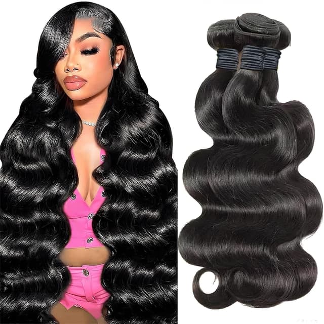 Detalle de 14A Brazilian Virgin Body Wave Human Hair Bundles (20/22/24 Inch, 100g–105g each) for Thick Weaves & Quick Wigs