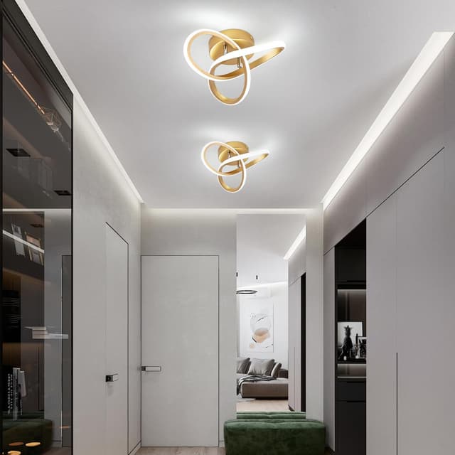 Detalle de EIDISUNY 25cm 22W Flower Shape LED Ceiling Light (Brushed Gold) – 6000K Cool White