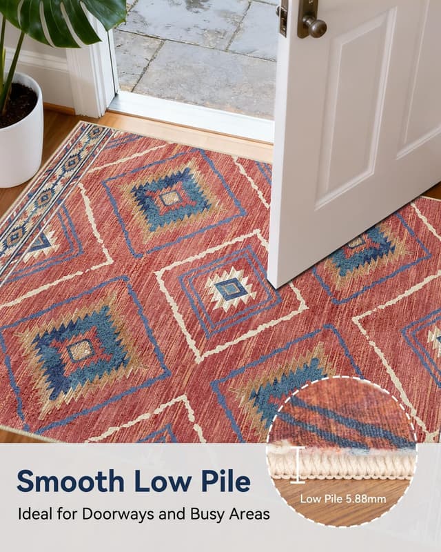 Thumbnail 3 de DEFYNEE Moroccan Washable Area Rug