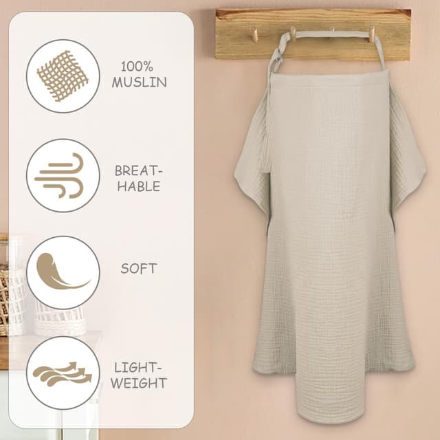Detalle 1 de Aolso muslin breastfeeding cover, 100% cotton
