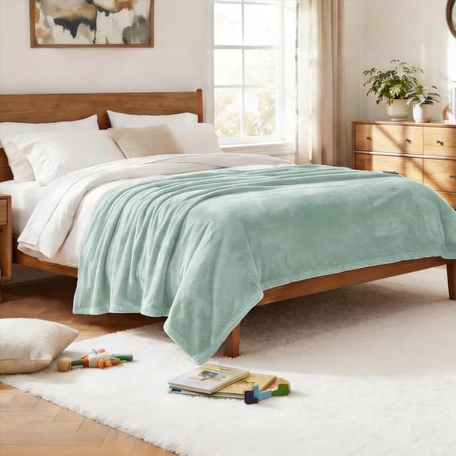 Thumbnail 6 de CozyLux Plaid couverture polaire 220x240 cm vert sauge